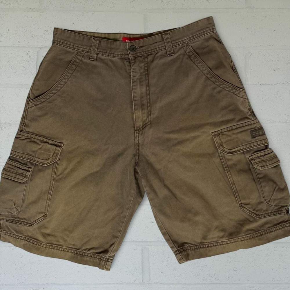 Unionbay Vintage Y2K Heavyweight Cotton Cargo Shorts Olive Green Khaki Mens 34